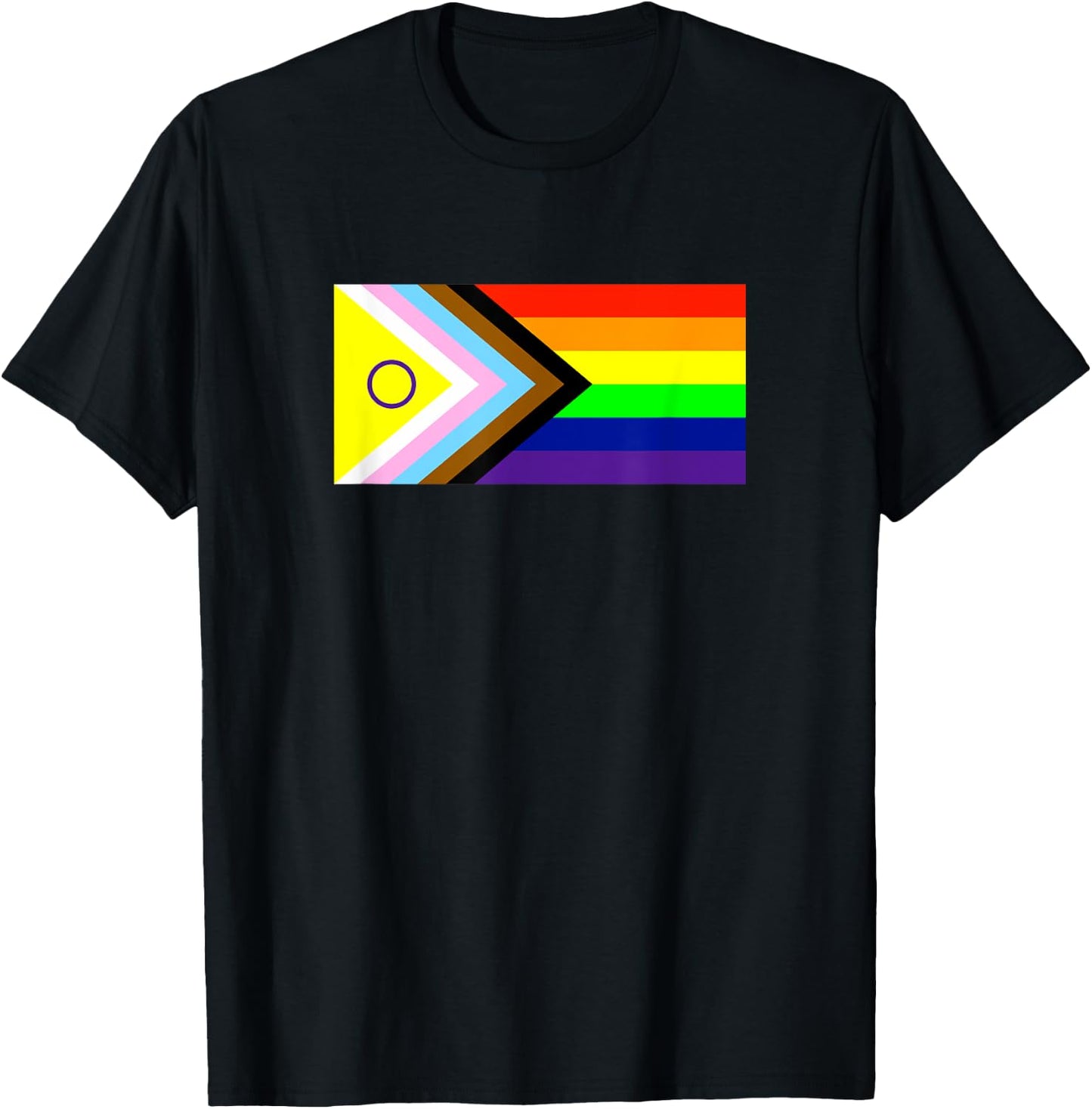 Progress Pride Flag Intersex Pride Flag T-Shirt - T-Shirt | Black