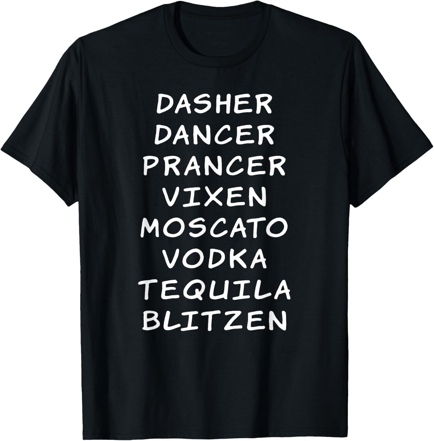 Reindeer Names Christmas Party Drinking Shirt, Santa Sleigh T-Shirt - T-Shirt | Black