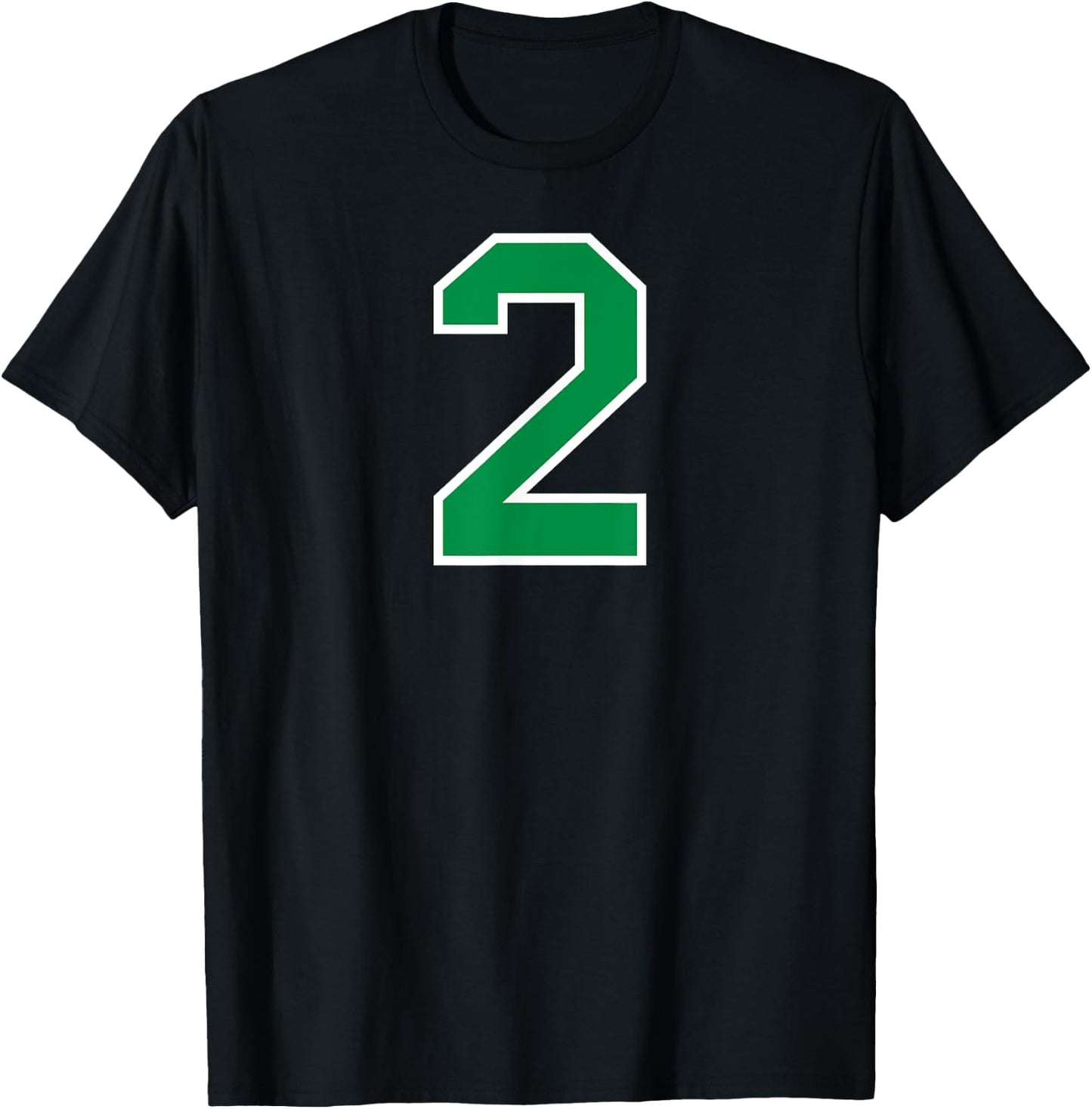Number #2 Sport Green Varsity Number T-Shirt - T-Shirt | Black