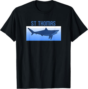 St Thomas Virgin Islands Retro Shark Souvenir T-Shirt - T-Shirt | Black