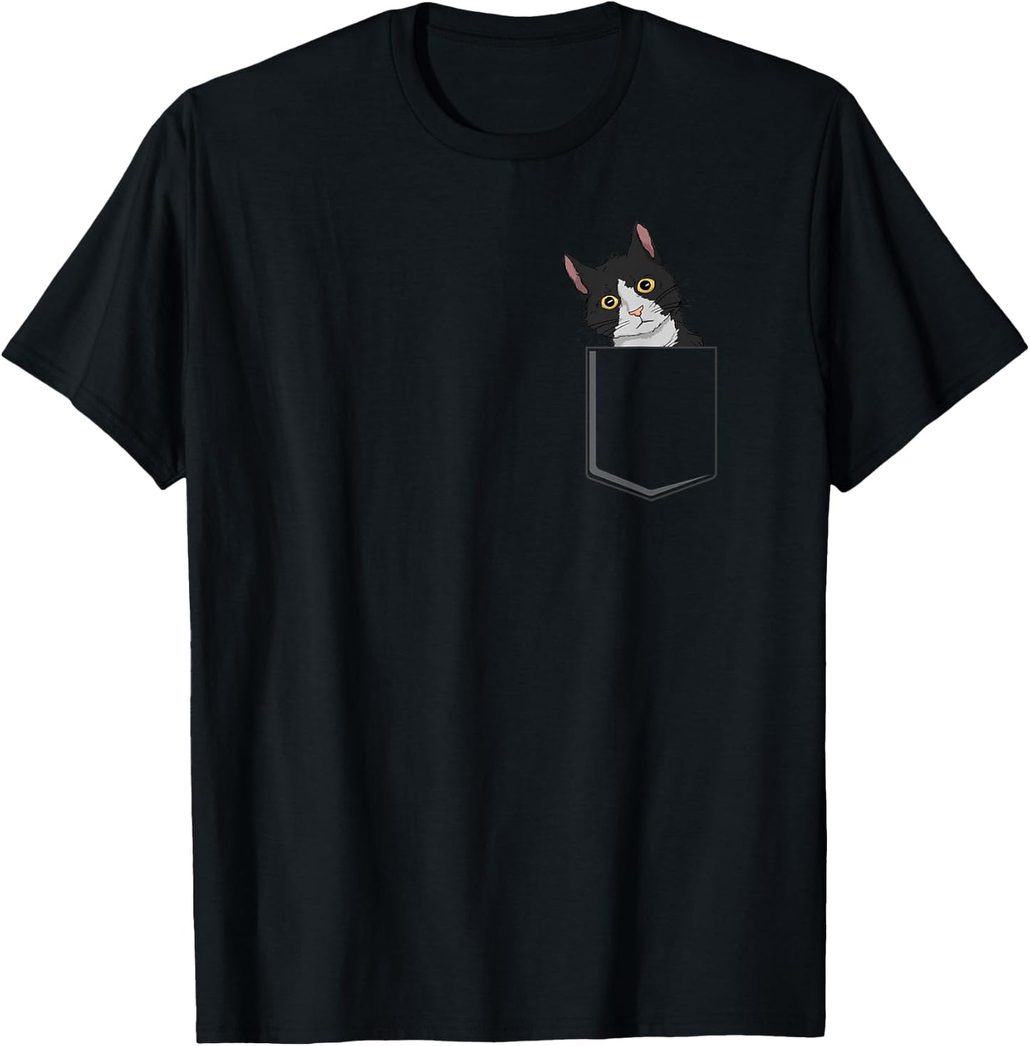 Tuxedo Cat Pocket Cat Lady Gift Cat Mom Tuxedo Cat T-Shirt - T-Shirt | Black