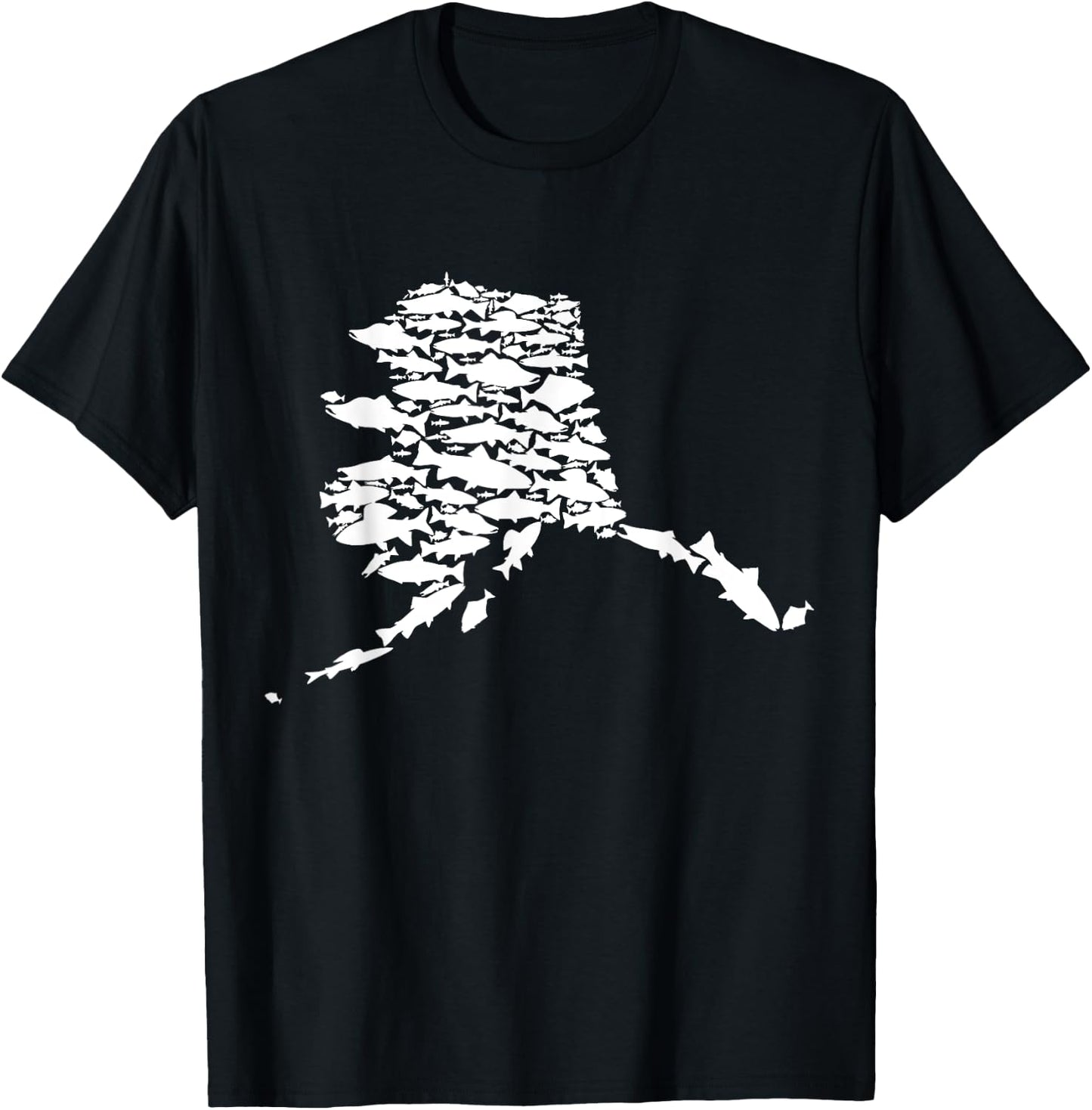 Alaskan Fish Alaska State Made of Wild Salmon Halibut Trout T-Shirt - T-Shirt | Black
