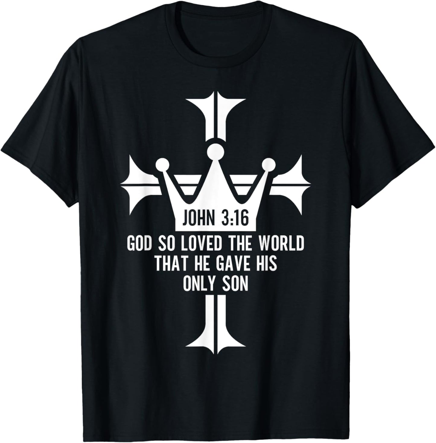 John 3:16 Christian Cross Bible T-Shirt - T-Shirt | Black
