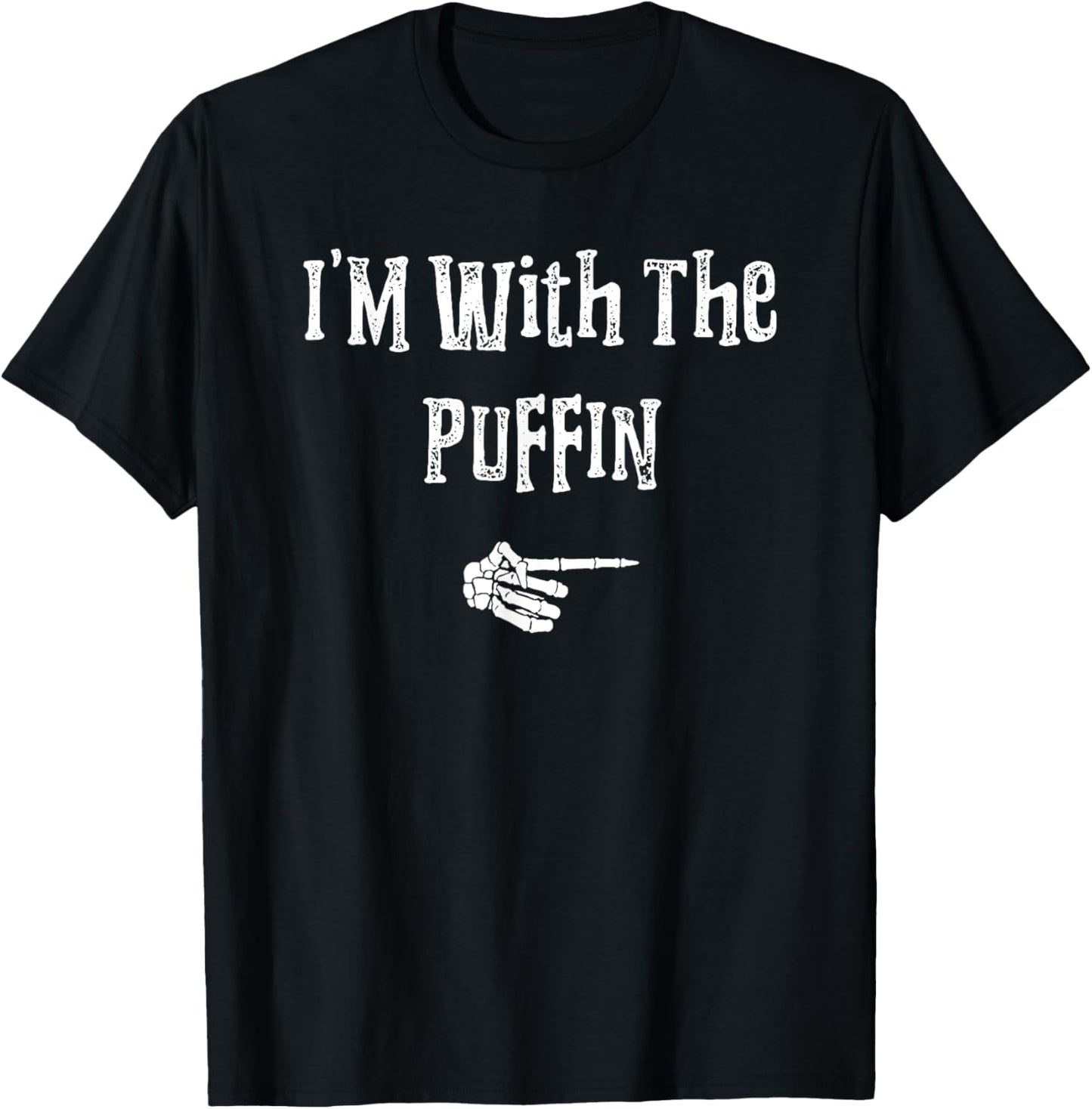 I'm With Puffin Bird Halloween Costume Funny Couple Matching T-Shirt - T-Shirt | Black