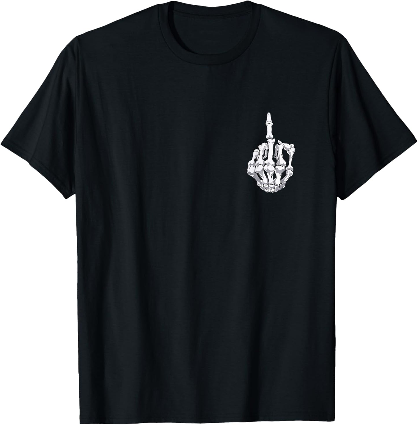 Funny Halloween Middle Finger Skeleton Hand Skull Adult Gift T-Shirt - T-Shirt | Black