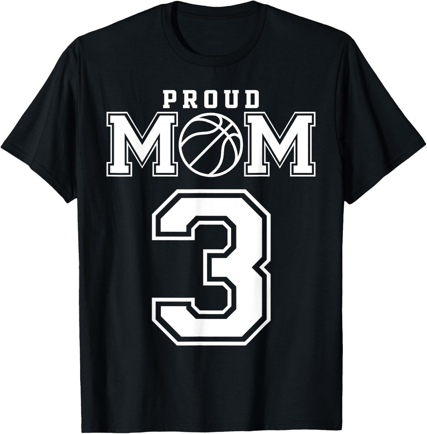 Number 3 Custom Proud Basketball Mom Personalized T-Shirt - T-Shirt | Black