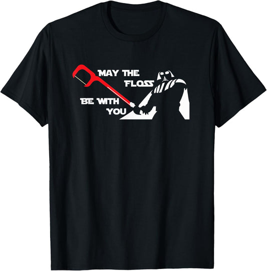 Funny Dentist : May The Floss Be With You T-Shirt - T-Shirt | Black