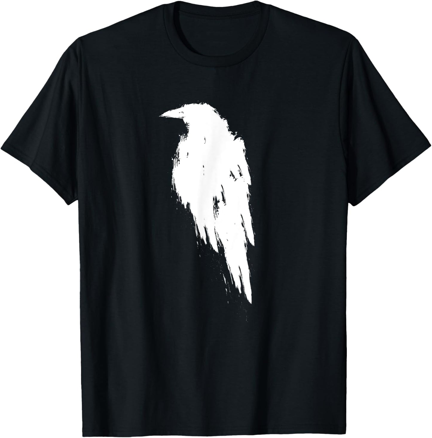 Retro Vintage White Raven Crow T-Shirt - T-Shirt | Black