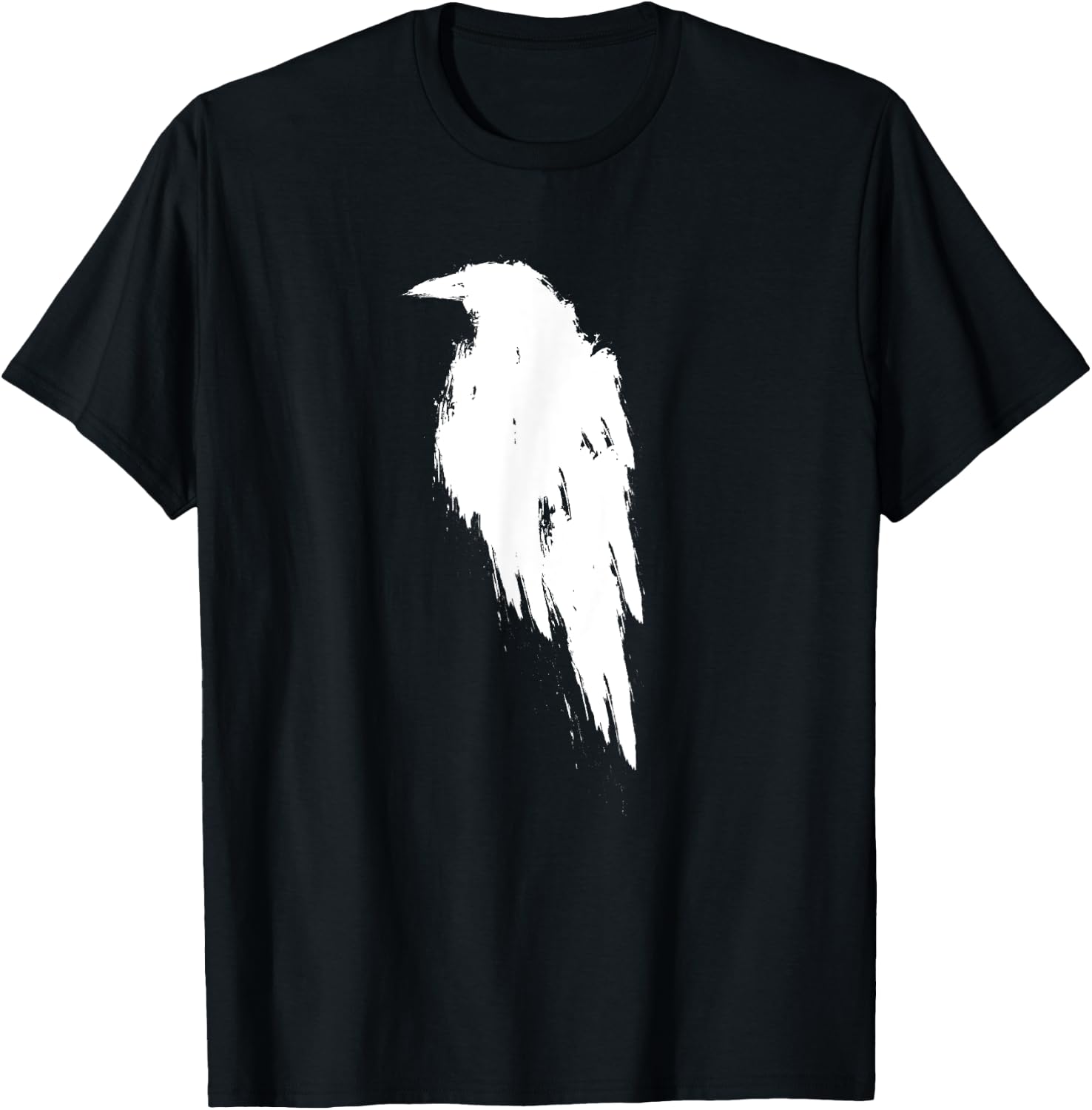 Retro Vintage White Raven Crow T-Shirt - T-Shirt | Black