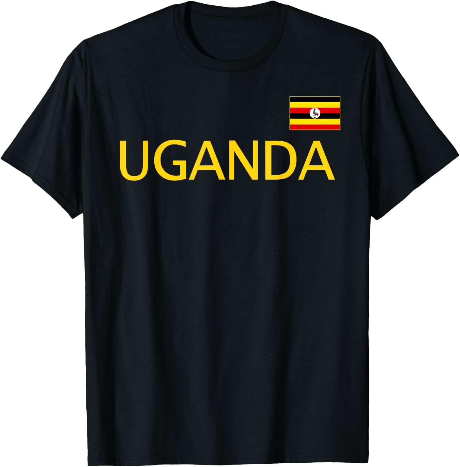 Uganda Flag Sports Football Soccer Athletic Jersey Style T-Shirt - T-Shirt | Black