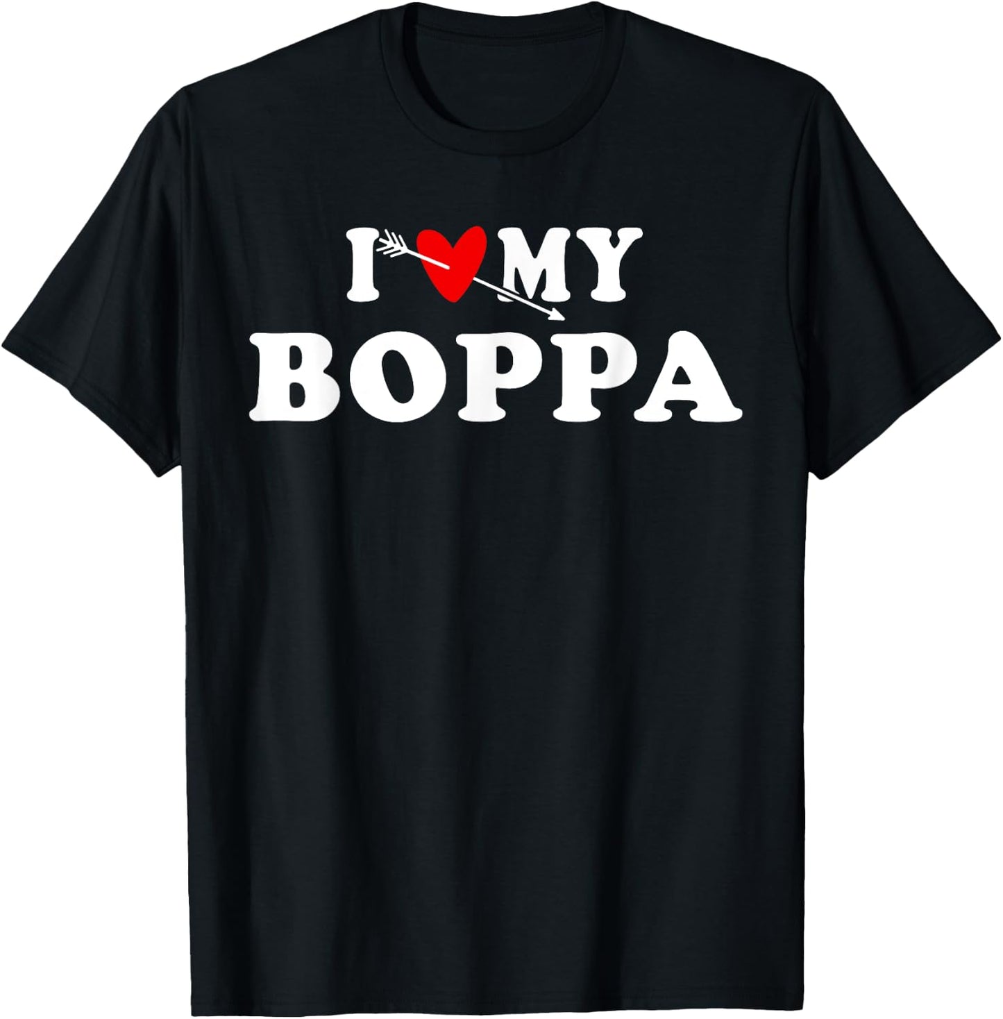 I Love My Boppa with red heart gift women kids T-Shirt - T-Shirt | Black