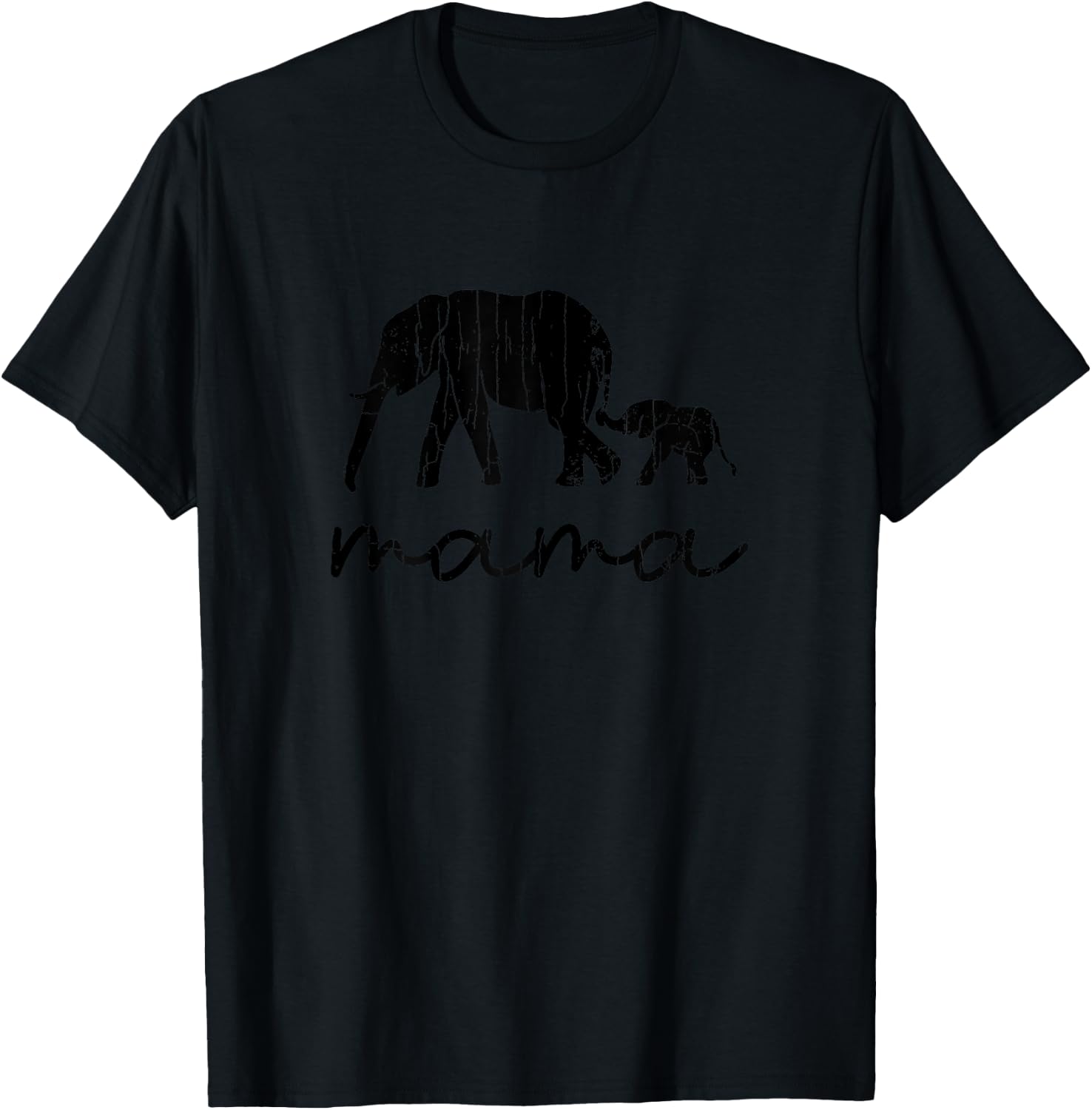 Mama Elephant Funny Elephants Lover Mom Girl Graphic T-Shirt - T-Shirt | Black