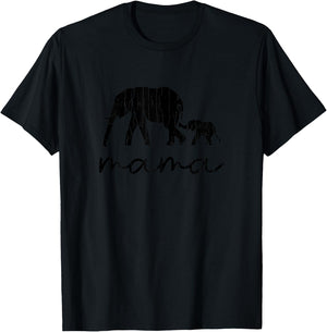 Mama Elephant Funny Elephants Lover Mom Girl Graphic T-Shirt - T-Shirt | Black