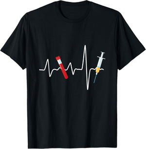 Phlebologist Pulse Heartbeat Donor Donor Syringe Gift T-Shirt - T-Shirt | Black