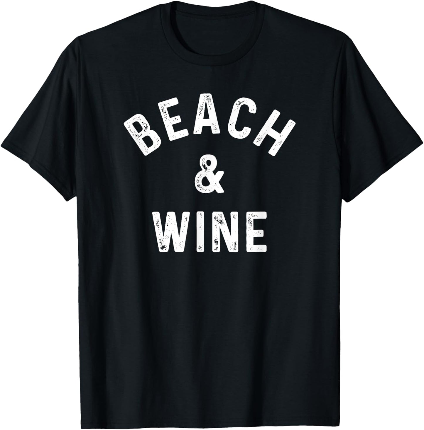 Beach & Wine Funny Wine Drinker Vacation Saying Slogan T-Shirt - T-Shirt | Black
