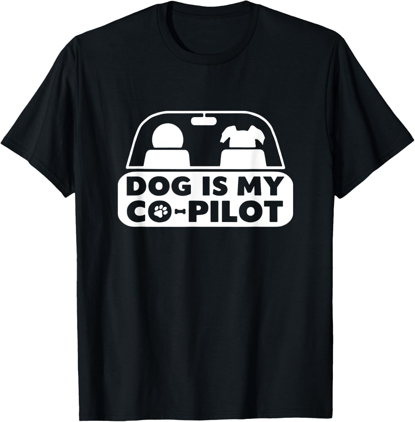 My Dog Is My Co-Pilot Funny Cute T-Shirt - T-Shirt | Black