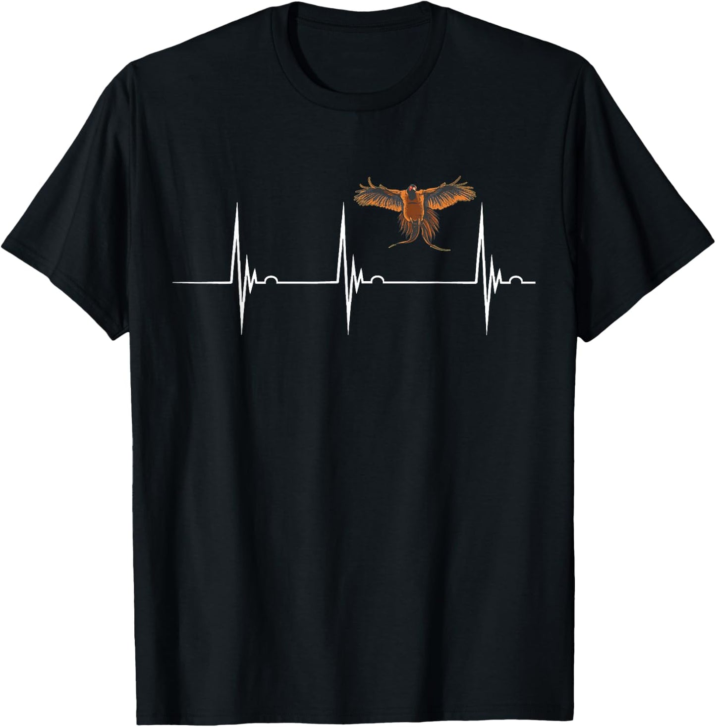 Pheasant Hunting Heartbeat EKG Pulse Pheasant Bird Hunter T-Shirt - T-Shirt | Black