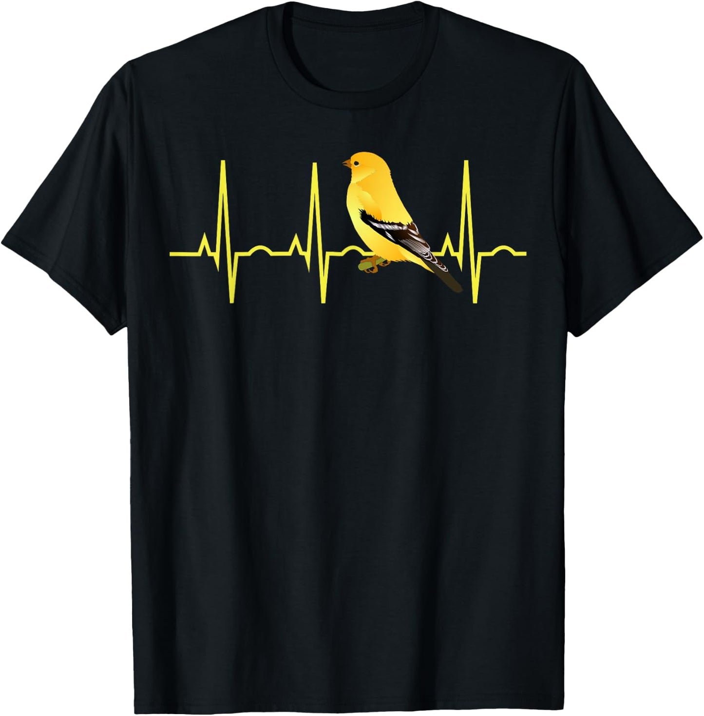 Goldfinch Shirt Goldfinch Heartbeat Gift Bird Lovers T-Shirt - T-Shirt | Black