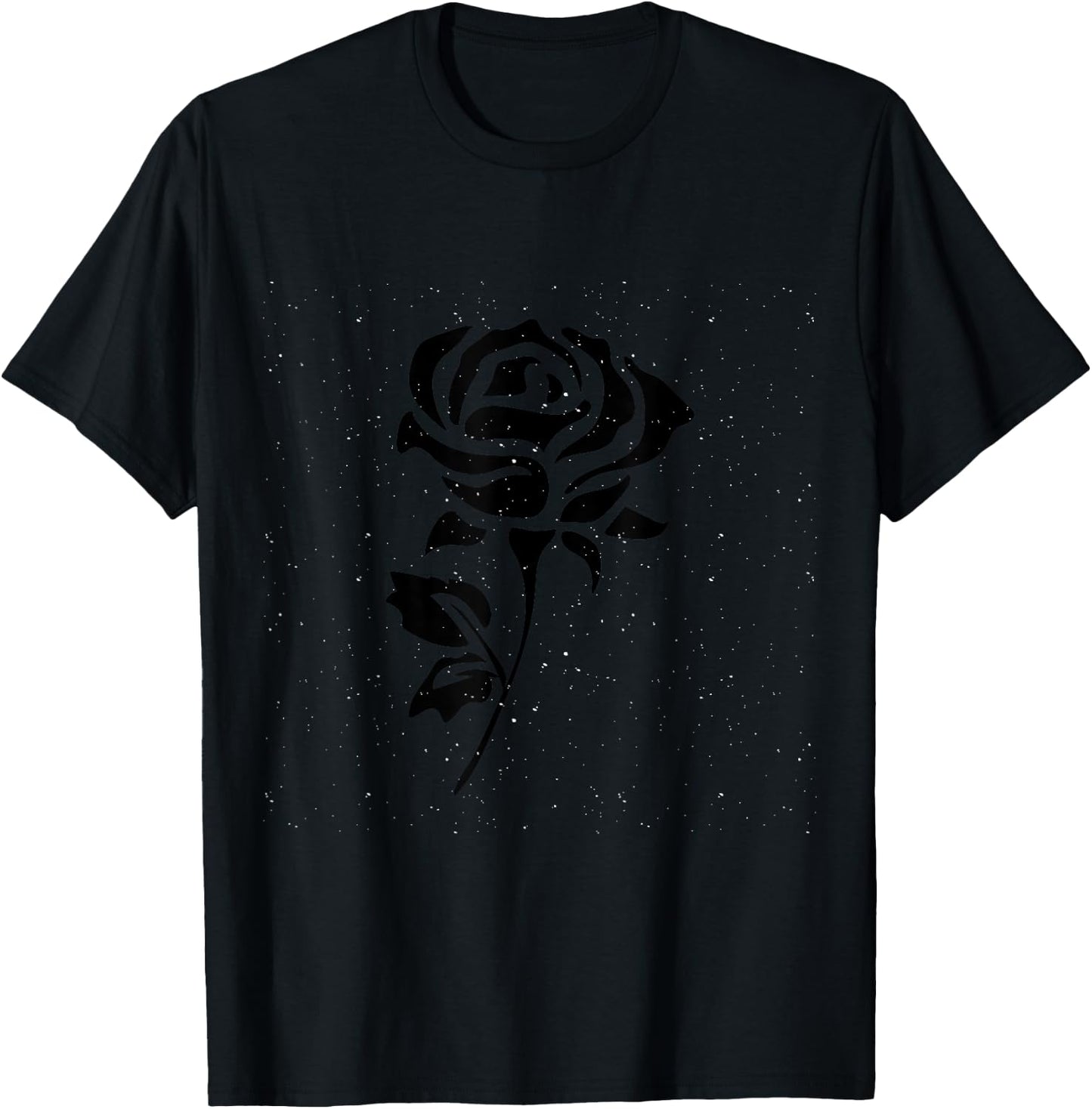 Black Flower Rose Design White T-Shirt - T-Shirt | Black