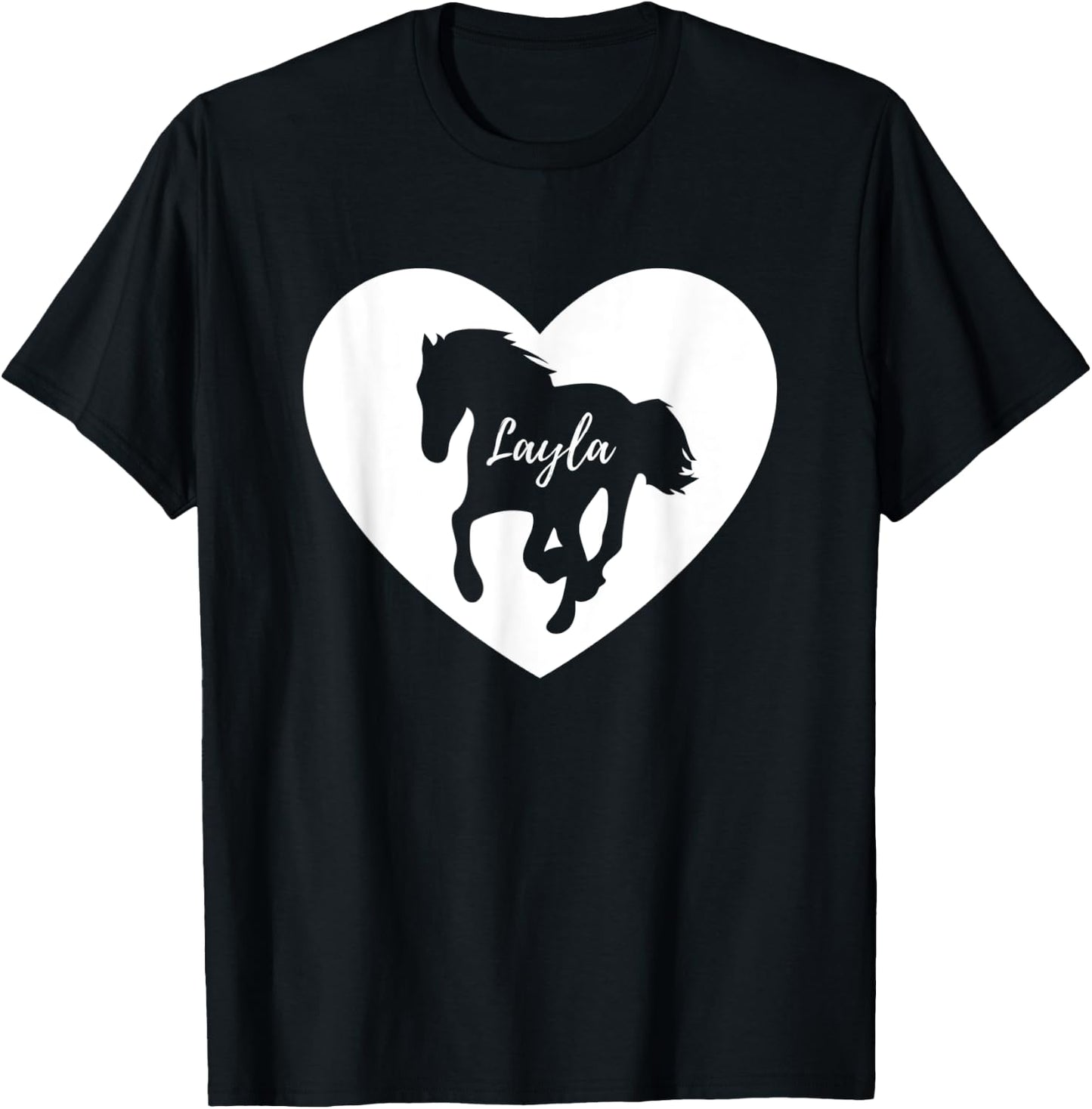 Layla Horse Lover Shirt for Girls Named Layla Loves Horses T-Shirt - T-Shirt | Black