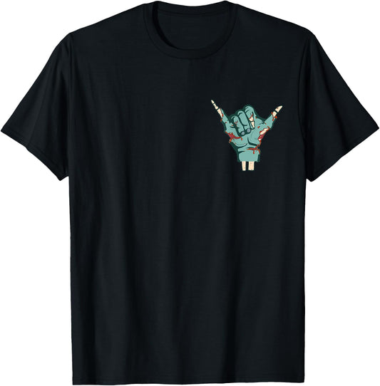 Shaka Skeleton Zombie Hand Spooky Halloween Costume Surfers T-Shirt - T-Shirt | Black