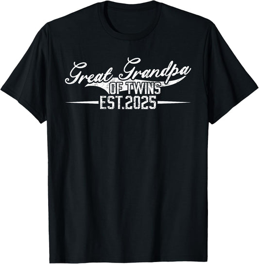 Great Grandpa Of Twins Promoted To Great Grandpa Of Twins T-Shirt - T-Shirt | Black