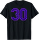 Number #30 Purple Sports Team Varsity Number T-Shirt - T-Shirt | Black