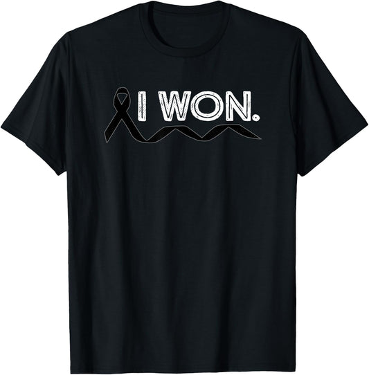 Melanoma Cancer I Won Skin Cancer Ribbon Awareness Warrior T-Shirt - T-Shirt | Black
