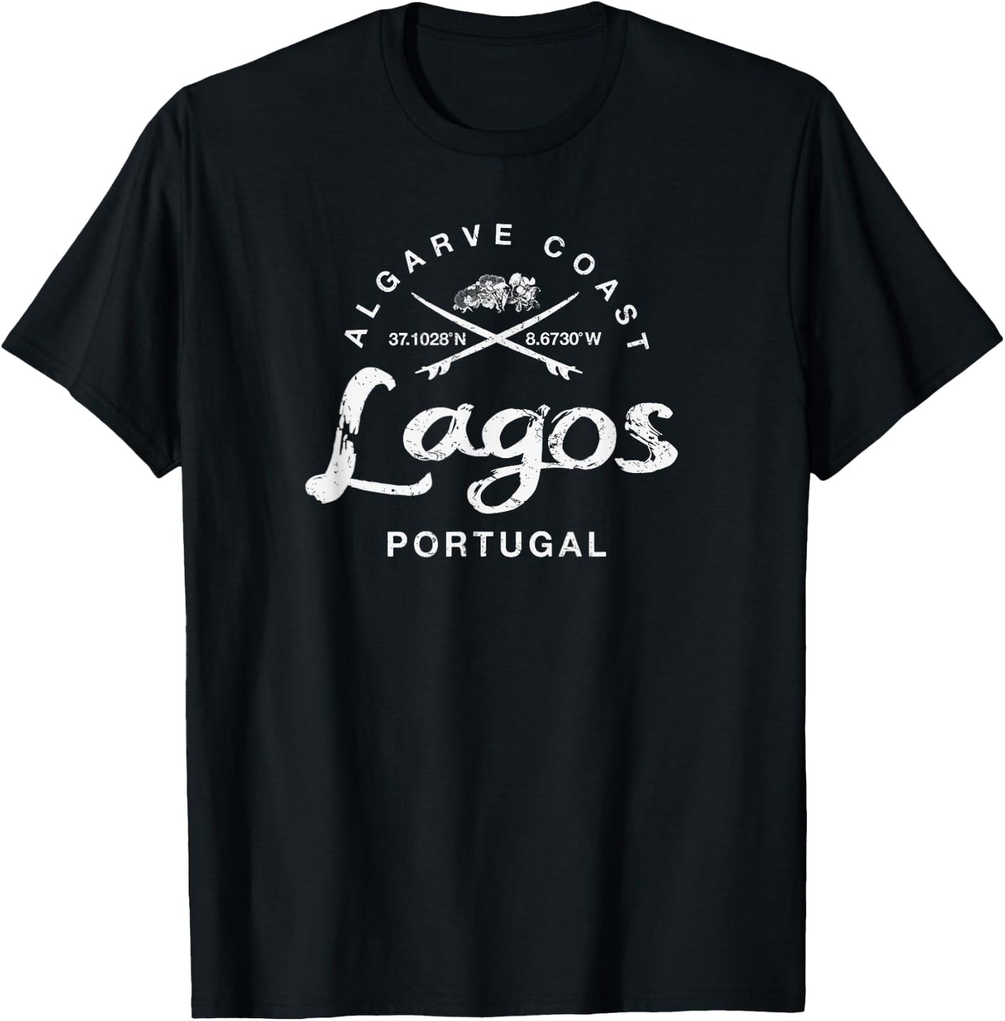 Portugal Lagos Vintage Surfing T-Shirt - T-Shirt | Black
