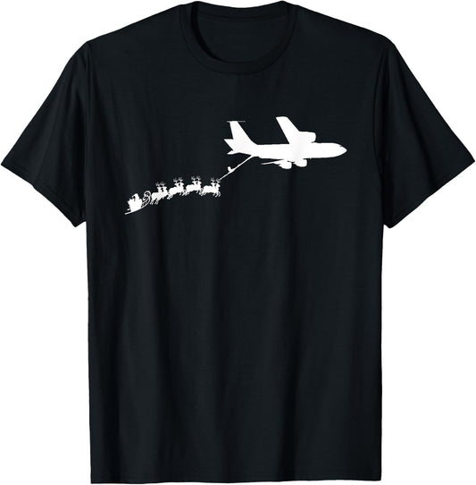 KC135 Stratotanker Santa's Sleigh Funny Christmas T-Shirt - T-Shirt | Black