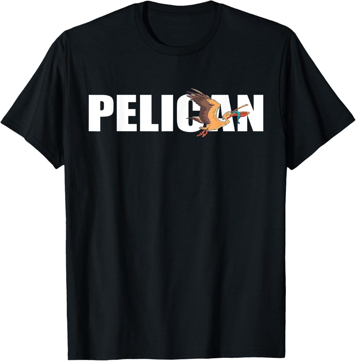 Pelican Fish Catch Tropical Bird Animal Pelican Bird Lover T-Shirt - T-Shirt | Black