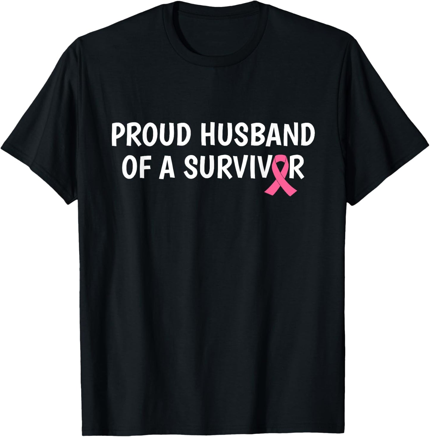 Breast Cancer Proud Husband of Survivor Gift T-Shirt - T-Shirt | Black