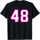 Number #48 Sport Jersey Birthday Age Lucky No. Pink White T-Shirt - T-Shirt | Black