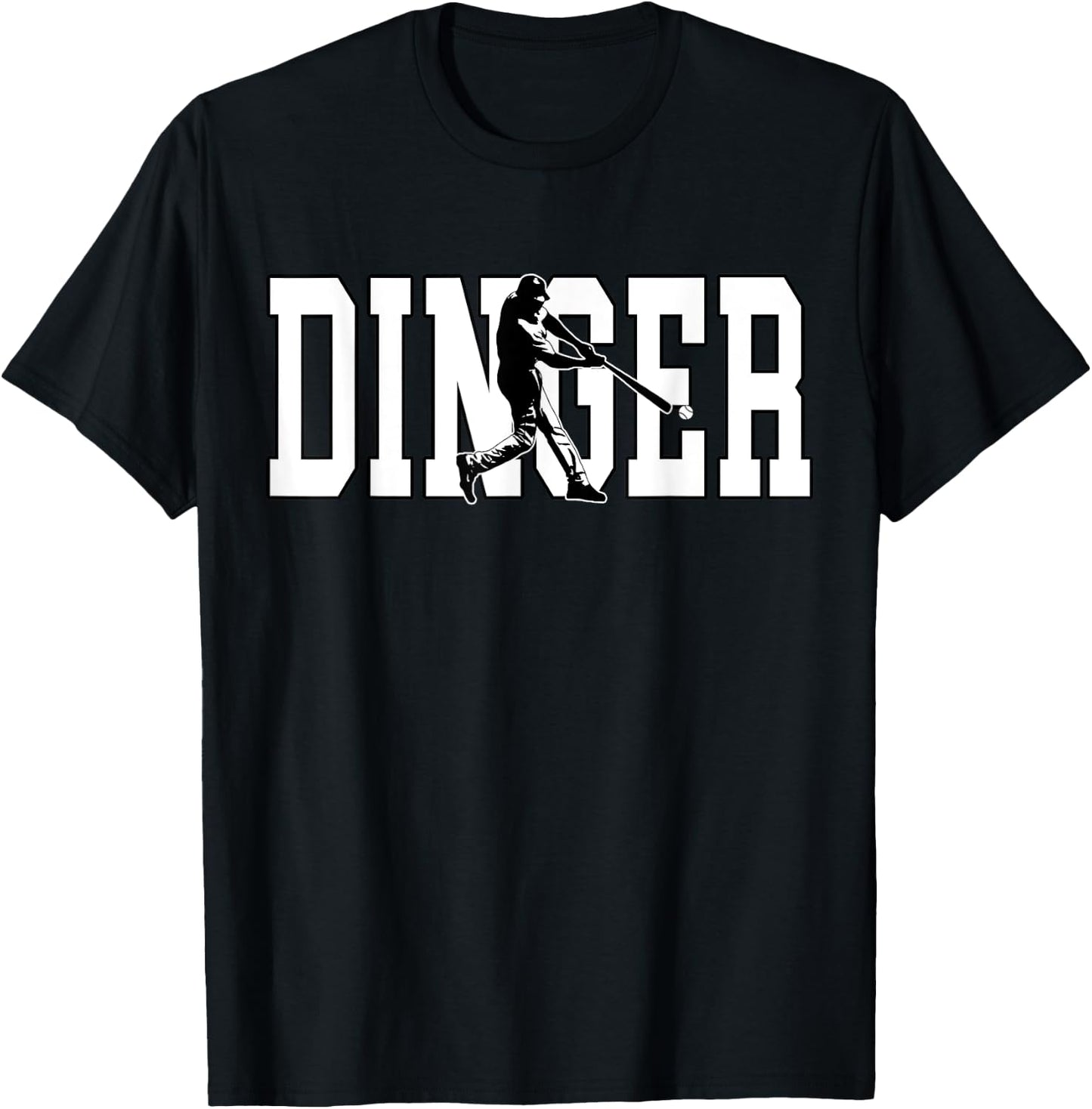 Dinger Get Out Ball Baseball Home Run Bomb Squad Hitter T-Shirt - T-Shirt | Black