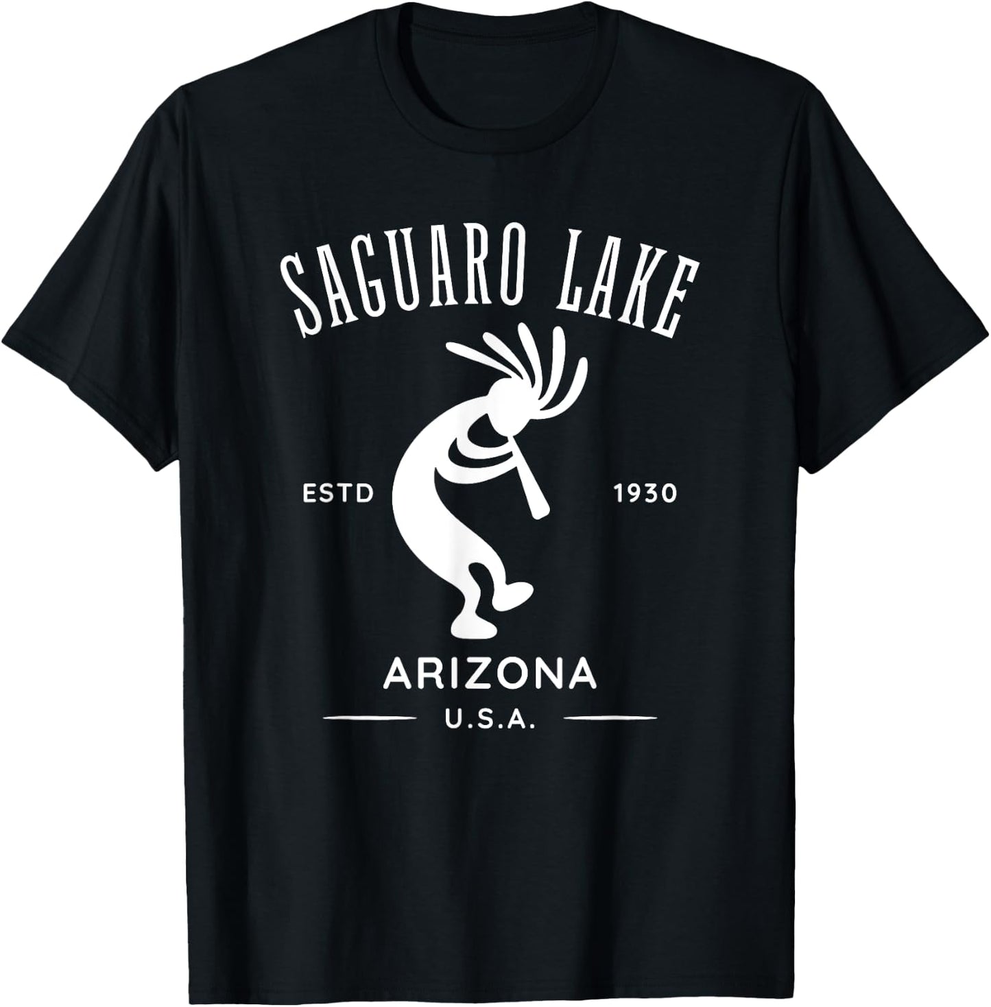 Saguaro Lake Arizona Dancing Kokopelli Design T-Shirt - T-Shirt | Black