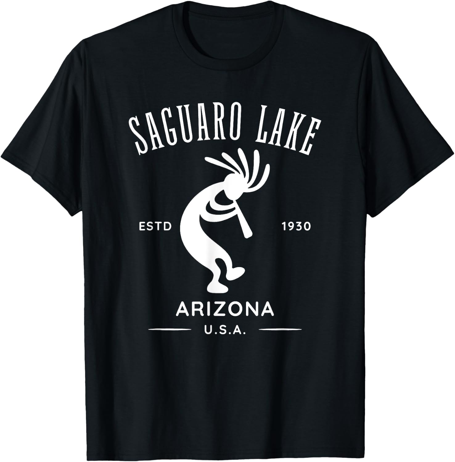 Saguaro Lake Arizona Dancing Kokopelli Design T-Shirt - T-Shirt | Black