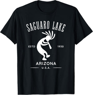 Saguaro Lake Arizona Dancing Kokopelli Design T-Shirt - T-Shirt | Black