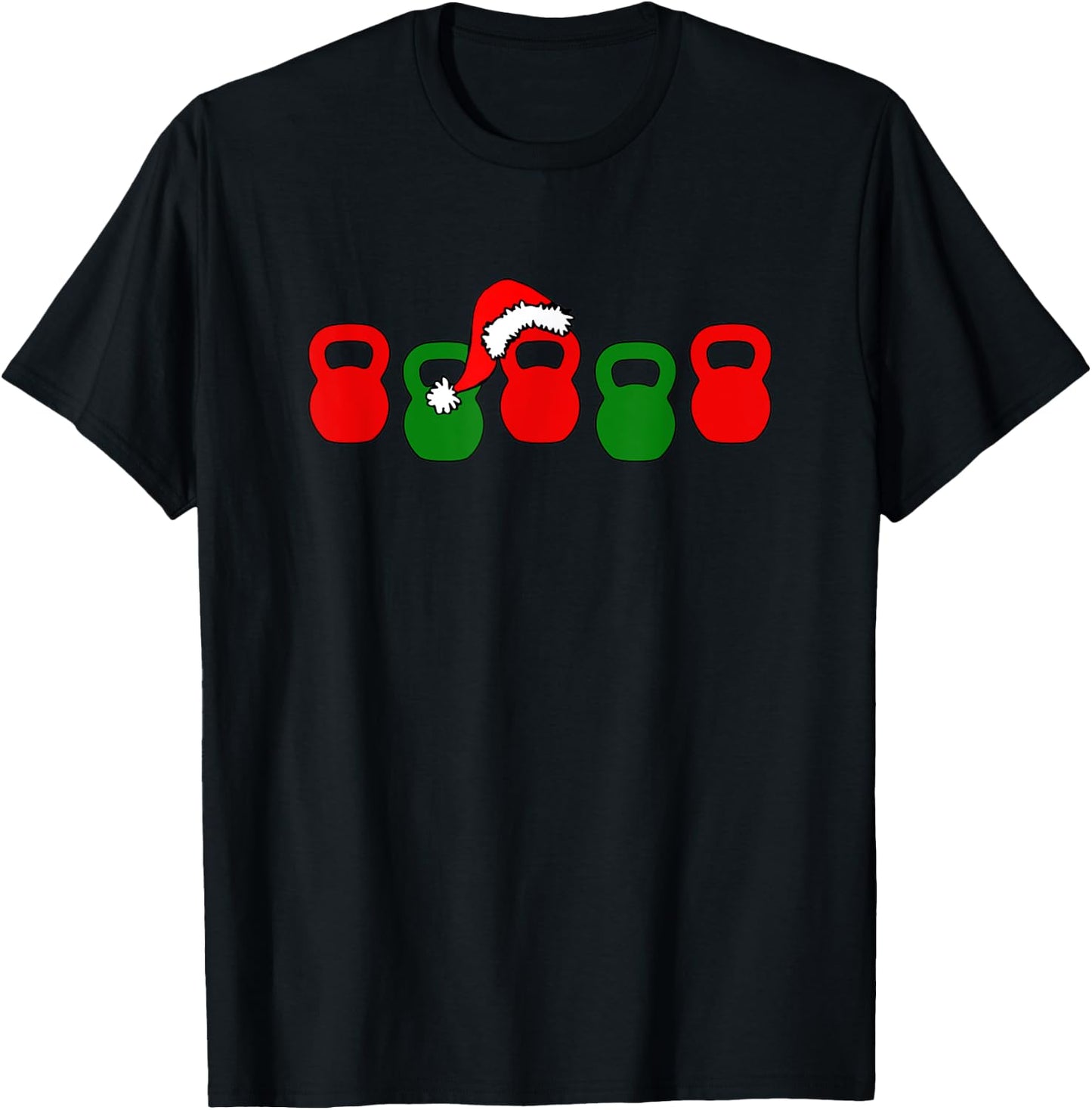 Kettlebells Santa Hat Christmas T-Shirt - T-Shirt | Black