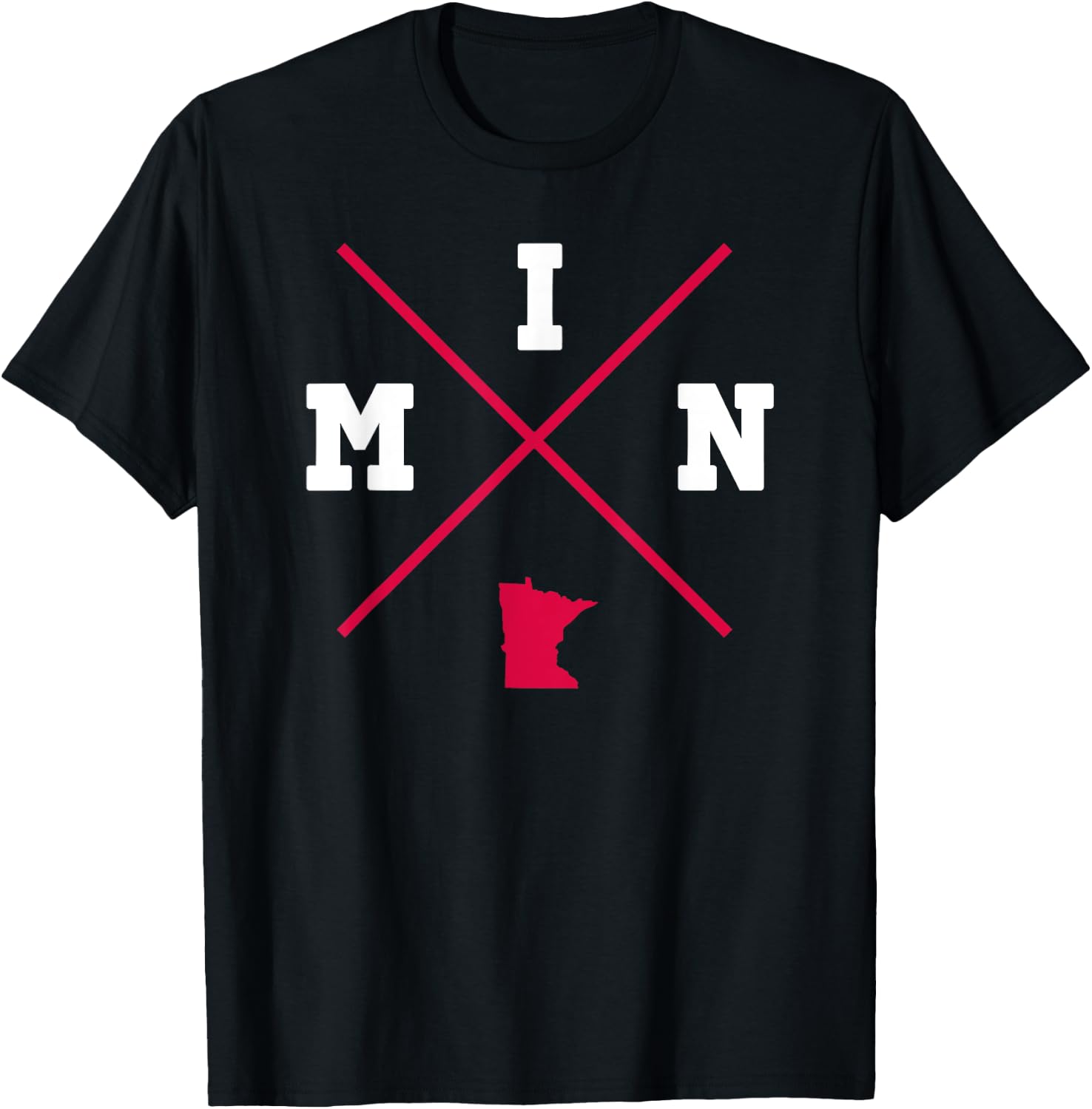 Classic MIN Minnesota Red Vintage State Outline T-Shirt - T-Shirt | Black