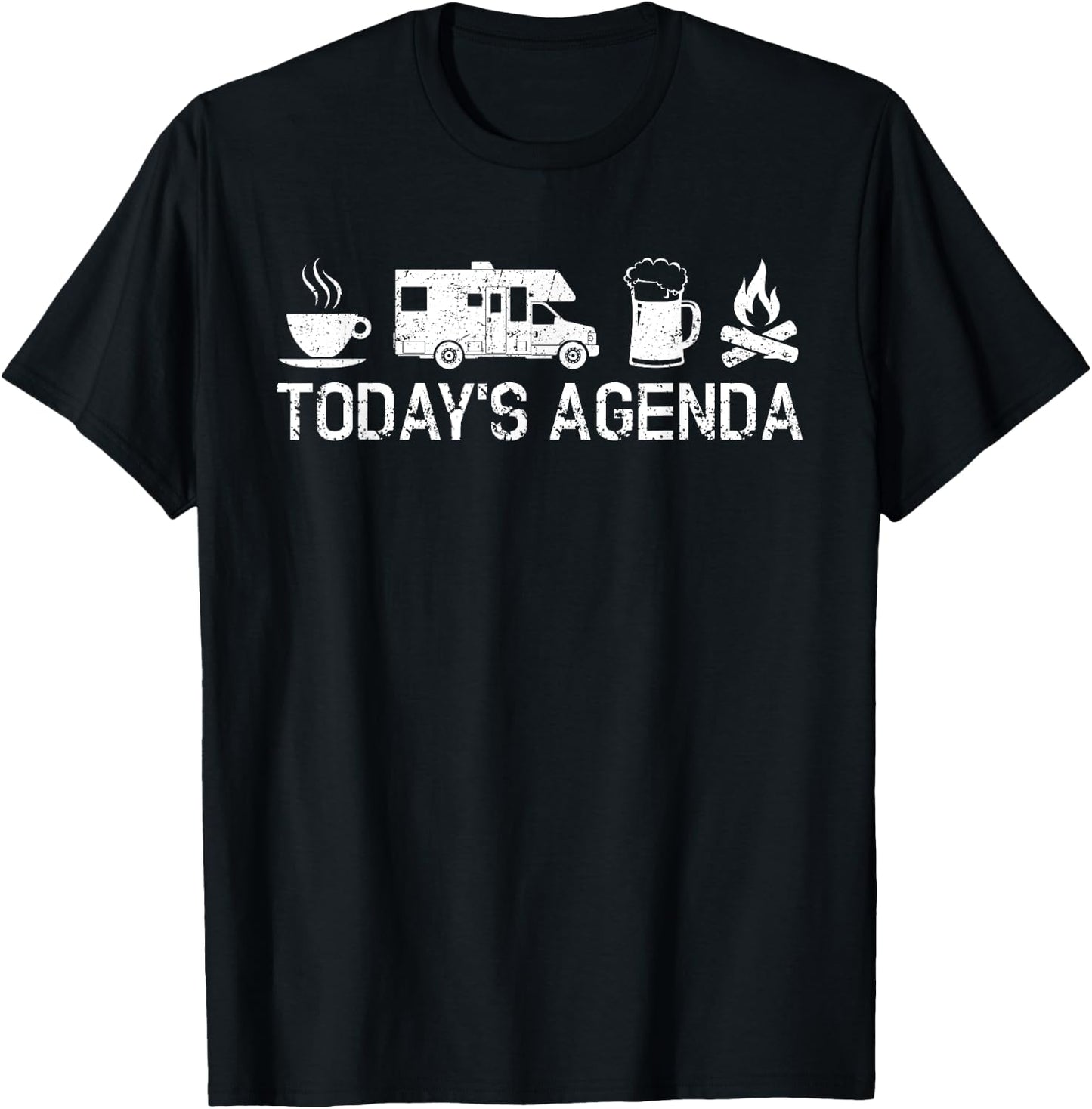 Vintage RV Camping Lover Today's Agenda Costume Camper Gift T-Shirt - T-Shirt | Black