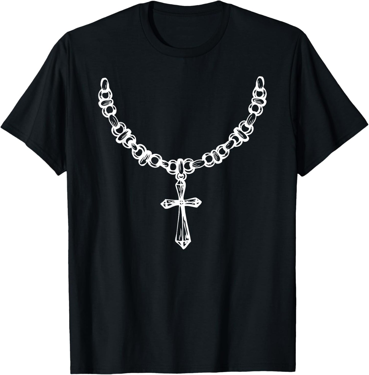 Mexican Rosary Beads Shirt Crucifix Chicano Cholo Lowrider T-Shirt - T-Shirt | Black