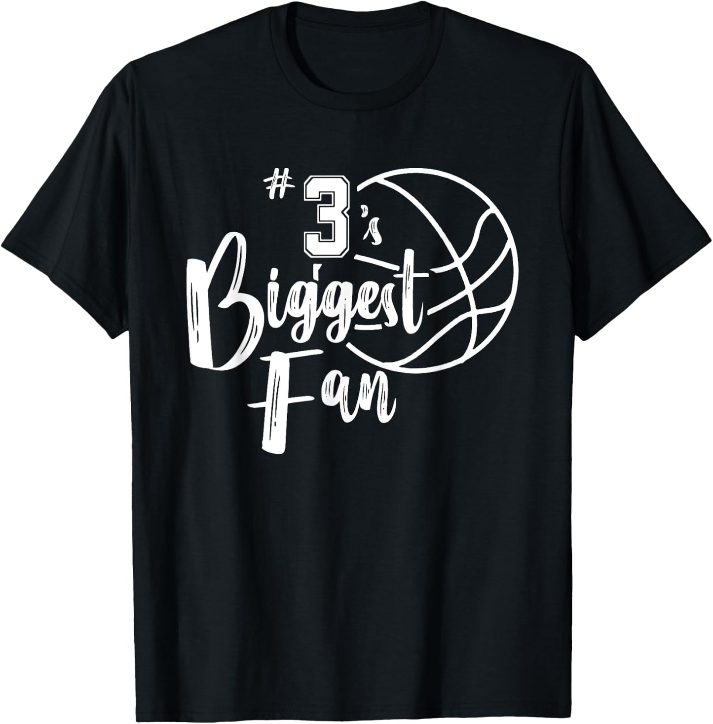 Three 3's Biggest Fan Shirt Basketball Mom Basketball Dad T-Shirt - T-Shirt | Black
