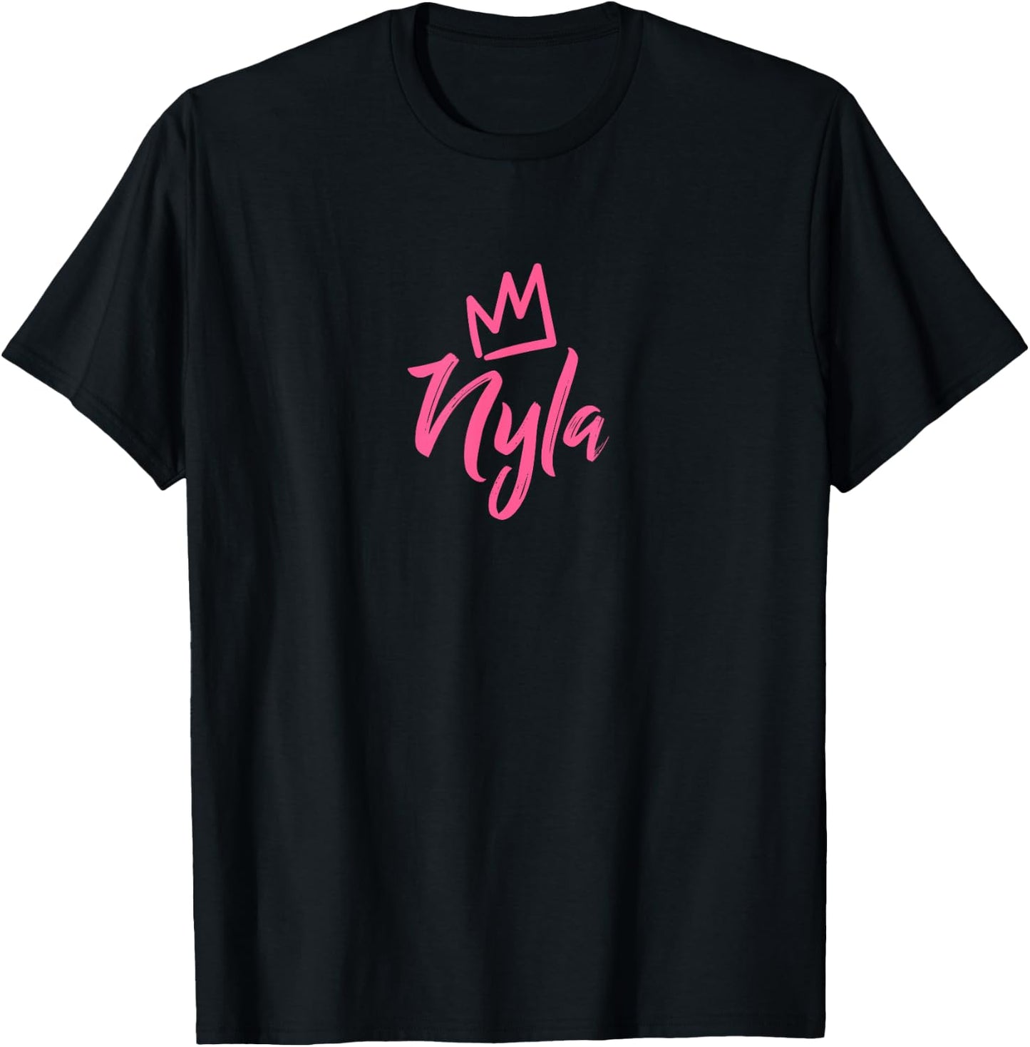 Nyla the Queen / Pink Crown & Name Called Nyla T-Shirt - T-Shirt | Black