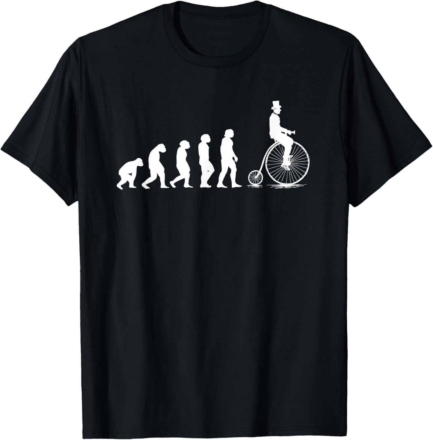 Funny Penny Farthing Bike Evolution Design Retro Cyclist T-Shirt - T-Shirt | Black
