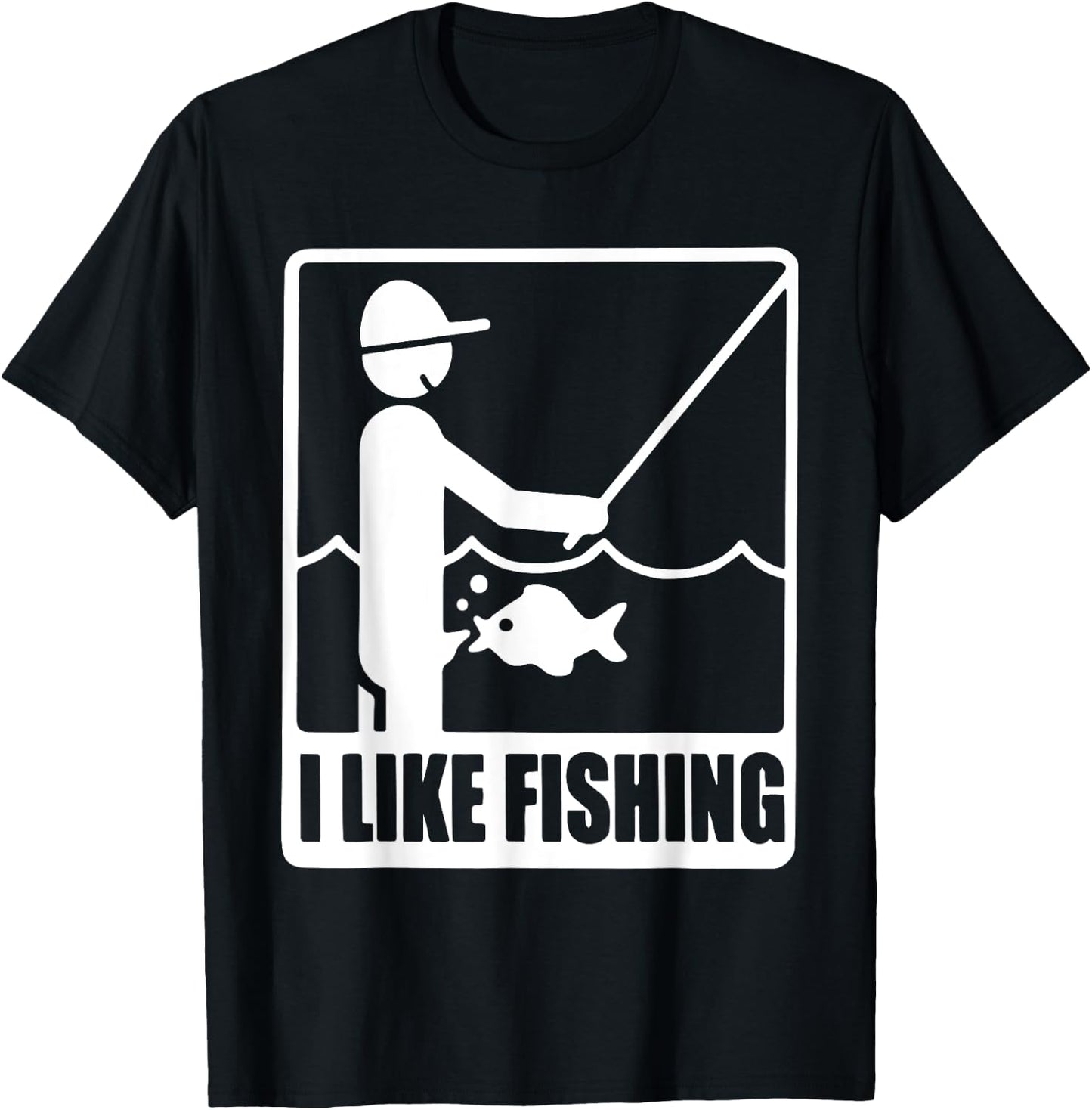 I Like Fishing Fathers Day Funny Fisherman Dad Papa Husband T-Shirt - T-Shirt | Black
