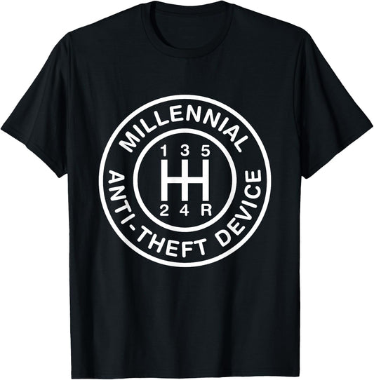 Funny Mechanic Race Car Driver Millennial Anti Theft Device T-Shirt - T-Shirt | Black