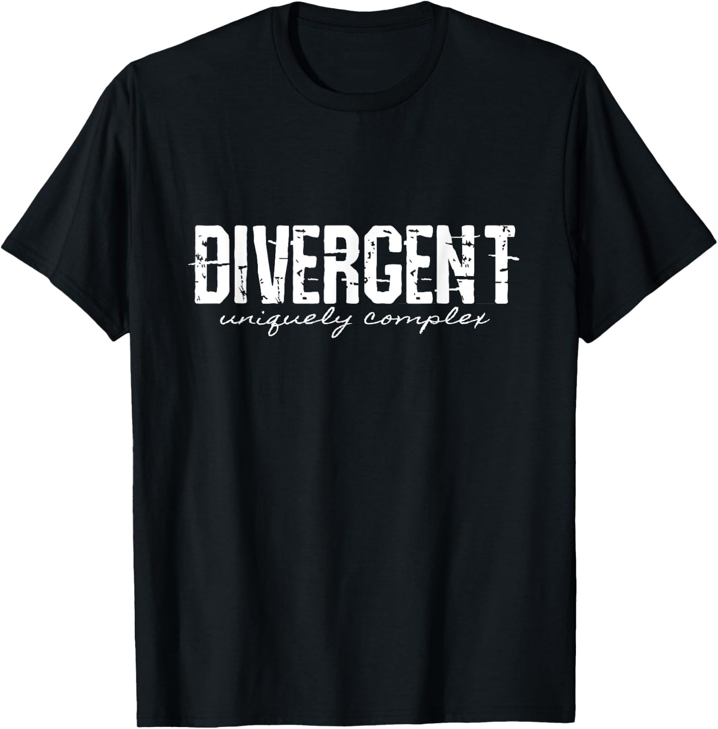 Canny Geek Divergent Uniquely Complex - Black, -Adults, Short Sleeve, Modern, Letter Print, Sports, Maternity, Traveling T-Shirt - T-Shirt | Black