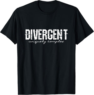 Canny Geek Divergent Uniquely Complex - Black, -Adults, Short Sleeve, Modern, Letter Print, Sports, Maternity, Traveling T-Shirt - T-Shirt | Black
