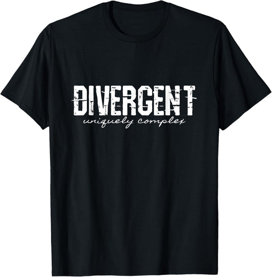Canny Geek Divergent Uniquely Complex - Black, -Adults, Short Sleeve, Modern, Letter Print, Sports, Maternity, Traveling T-Shirt - T-Shirt | Black