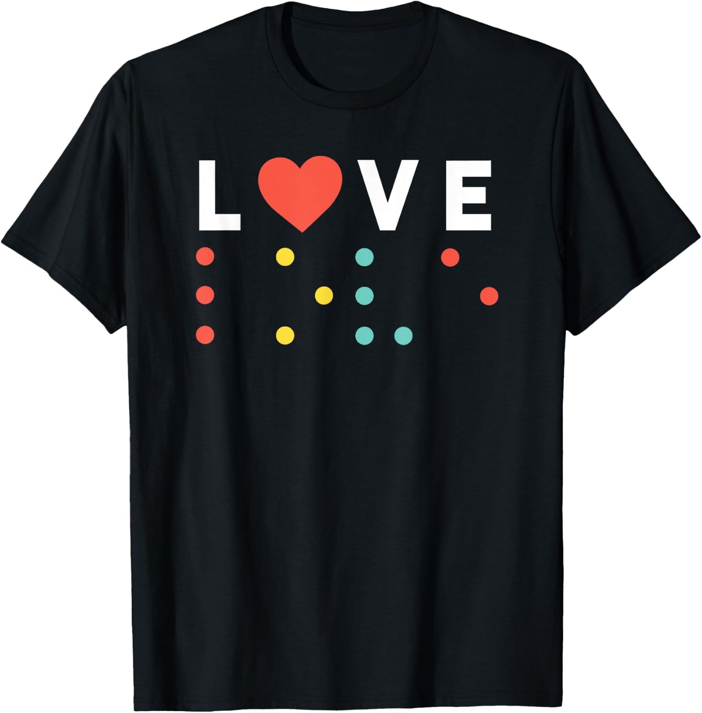Vintage Love, Braille love gift, red heart T-Shirt - T-Shirt | Black